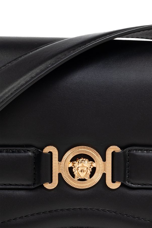 Versace Black Calf Leather Bos Taurus Shoulder Bag